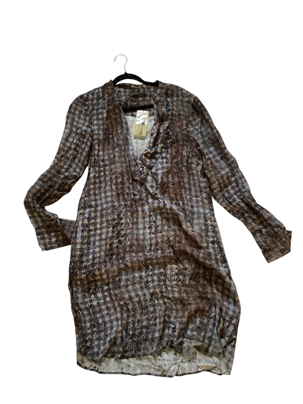 Peruvian Connection Brown and Gray Patterned Midi Dress